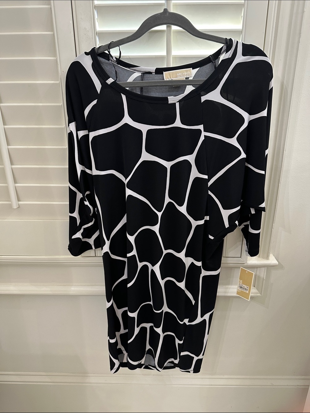 Michael Kors Black and White Graphic Midi Dress